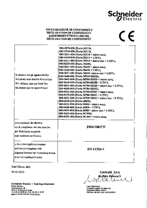 Image de Forta Actuators M315, M310, M400, M700-SRD, M7000-SRSU, M800, M1500 Declaration of Conformity