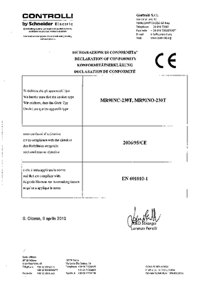 的映像 MR90NC-230T, MR90NO-230T LVD Radiator Valve Actuator Declaration of Conformity