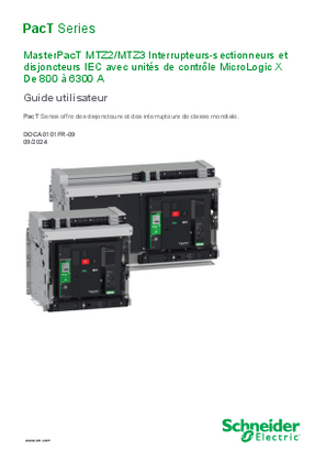 Image de MasterPacT MTZ2/MTZ3 - Interrupteurs-sectionneurs et disjoncteurs IEC avec unités de contrôle MicroLogic X de 800 à 6300 A - Guide utilisateur