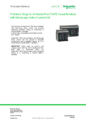 Image of Pollution Degree of MasterPacT MTZ Circuit Breakers with MicroLogic Active Control Unit