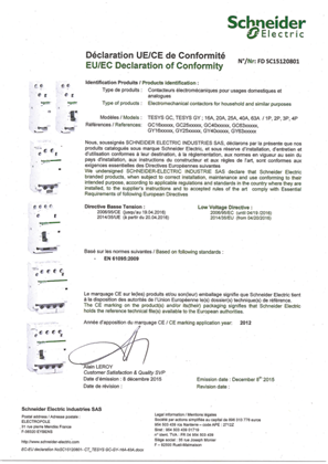 的映像 EU/CE Declaration for CT Tesys GC GY 16A to 63A