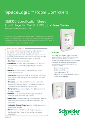 Image of SpaceLogic SE8350 Low Voltage Fan Coil Unit Specification Sheet