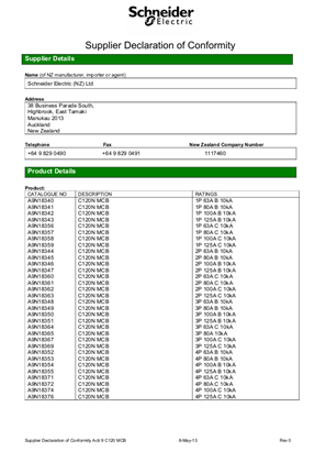 Image of Acti 9 iDPN Vigi, C120 MCB, Supplier Declaration of Conformity