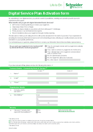 Image of Digital Service Plan Activation form