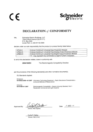Image of xPUI4-X, xPBA4-X, xPBD4-X Expansion Modules Declaration of Conformity