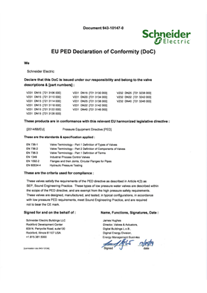 的映像 EU Declaration of Conformity for Valve 2Way Flange V231 & V232 DN15-40 Valves