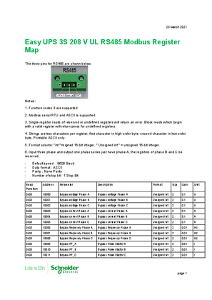 Image of Easy UPS 3S 208 V UL RS485 Modbus Register Map