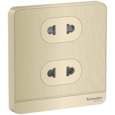 的映像 E83426U2_GH_C1 : 10A 250V 双联带保护门二极扁圆脚插座, 璀璨金