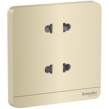 的映像 E83426U2_WG_C1 : 10A 250V 双联带保护门二极扁圆脚插座, 薄暮金