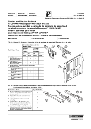 Image of Shutter and Shutter Padlock for UL/ANSI MasterPacT NW Circuit Breakers - Installation Instructions