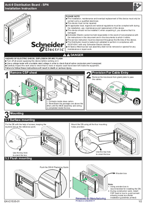 Image of Acti-9 Distribution Board - SPN Installation Instruction
