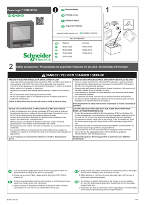 Image of PowerLogic PM89RD96 remote display installation instructions