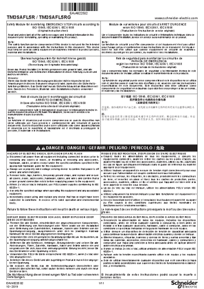 Imagen de TM3SAFL5R, TM3SAFL5RG TM3SAF5R, TM3SAF5RG Safety Module for monitoring EMERGENCY STOP circuits according to ISO 13849, IEC 62061, IEC 61058, hoja de instrucciones