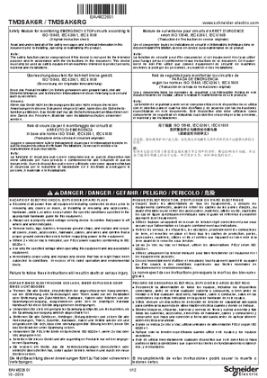 Image de TM3SAK6R, TM3SAK6RG Safety Module for monitoring EMERGENCY STOP circuits according to ISO 13849, IEC 62061, IEC 61058, Instruction de service