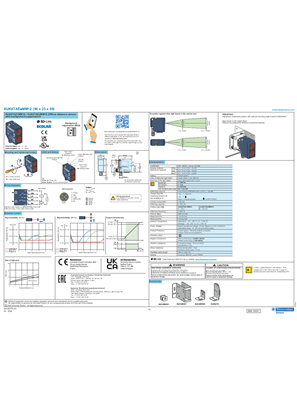 イメージ XUK8TAE1MM12 / XUK8TAE2MM12 Diffuse distance sensor with background suppression, Instruction Sheet