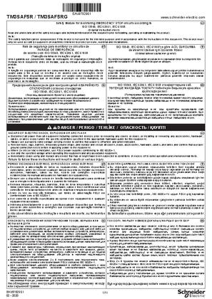 이미지 TM3SAF5R, TM3SAF5RG Safety Module for monitoring EMERGENCY STOP circuits according to ISO 13849, IEC 62061, IEC 61058, Instruction Sheet