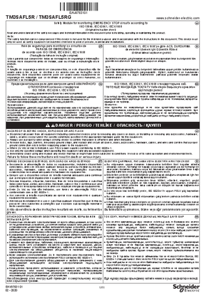 的映像 TM3SAFL5R, TM3SAFL5RG Safety Module for monitoring EMERGENCY STOP circuits according to ISO 13849, IEC 62061, IEC 61058, Instruction Sheet