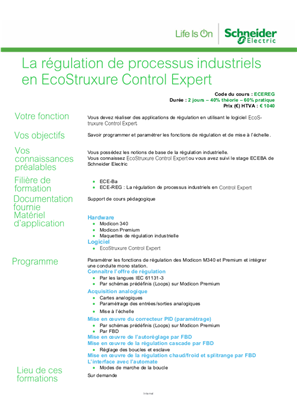 Image de La régulation de processus industriels en EcoStruxure Control Expert