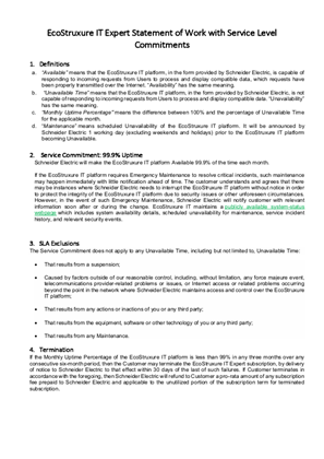 イメージ EcoStruxure IT Expert Statement of Work with Service Level Commitments