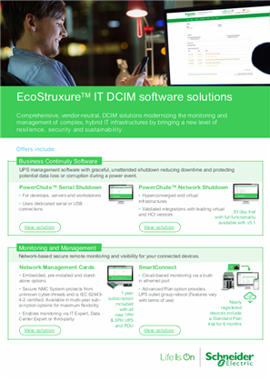 Image of EcoStruxure IT DCIM Software Solutions 1 page Brochure