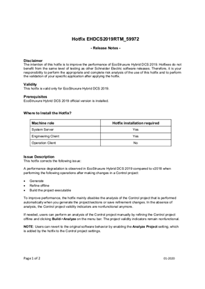 イメージ EcoStruxure Hybrid DCS 2019 RTM Hotfix 59972