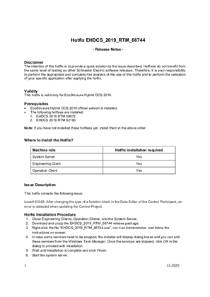 イメージ EcoStruxure Hybrid DCS 2019 RTM Hotfix 66744