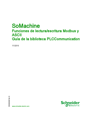 Imagen de SoMachine - Funciones de lectura/escritura Modbus y ASCII, Guía de la biblioteca PLCCommunication