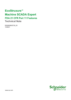 Image of EcoStruxure™ Machine SCADA Expert FDA 21 CFR Part 11 Features, Technical Note