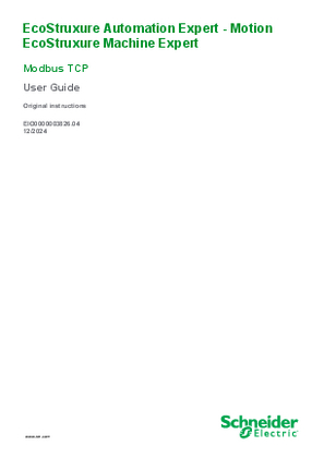Image of EcoStruxure Automation Expert - Motion, EcoStruxure Machine Expert, Modbus TCP, User Guide