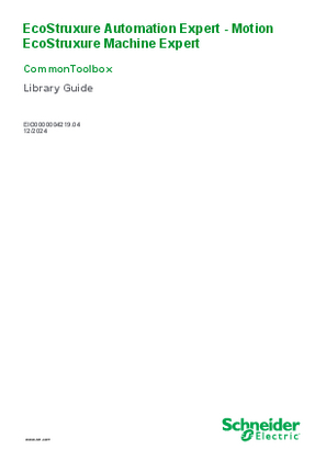 Image of EcoStruxure Automation Expert - Motion, EcoStruxure Machine Expert - CommonToolbox, Library Guide