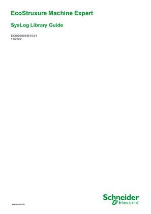 Image of EcoStruxure Machine Expert, Syslog Library Guide