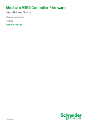 Image of Modicon M580 Controller Firmware, Installation Guide