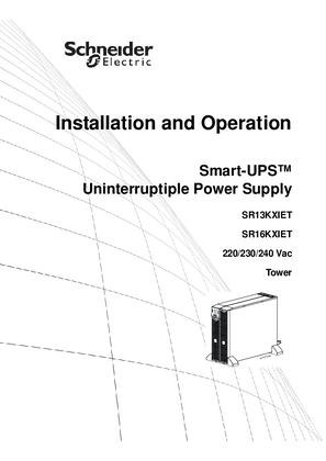 Obrázek Installation and Operation Smart-UPS SR13KDXIET.SR16KDXIET