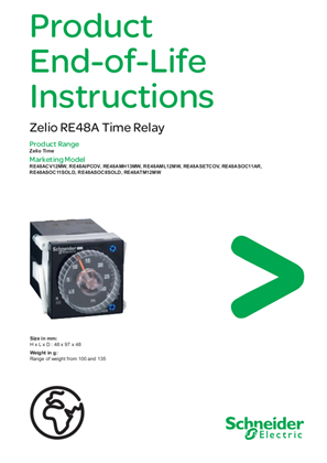 Zelio Time Re48a Time Relay Product End Of Life Instructions Schneider Electric