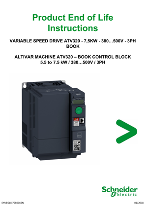 Image of ALTIVAR MACHINE ATV320 – BOOK CONTROL BLOCK 5.5 to 7.5 kW / 380…500V / 3PH, Product End of Life Instructions