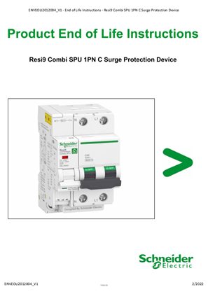 Image of Resi9 Combi SPU 1PN C Surge Protection Device - Product End of Life Instructions