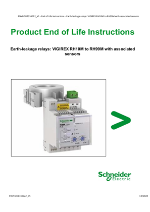 的映像 Earth-leakage relays: VIGIREX RH10M to RH99M with associated sensors - End of Life Instructions