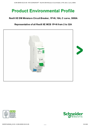 Image de Resi9 XE - DM Miniature Circuit Breaker, 1P+N, 16A, C curve, 3000A - Product Environmental Profile