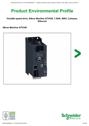 的映像 Altivar Machine ATV340 - variable speed drive - 7.5kW - 400V, Ethernet - Product Environmental Profile - EN - V2