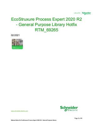 イメージ EcoStruxure Process Expert 2020 R2 - General Purpose Library SA Hotfix RTM 69265