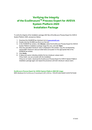 的映像 EcoStruxure Process Expert for Aveva System Platform 2020 Software Package