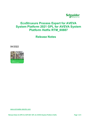 Obraz EcoStruxure Process Expert for ASP 2021 GPL for AVEVA System Platform Hotfix 80887