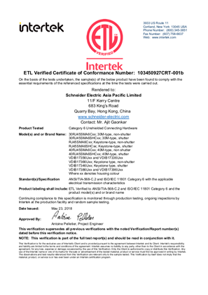 Imagen de ETL verified certificate of conformance