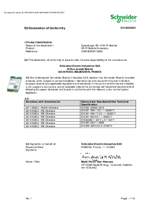 Image of EU1005599-0 SpaceLogic AD v3 W-Fi Module Declaration of conformity