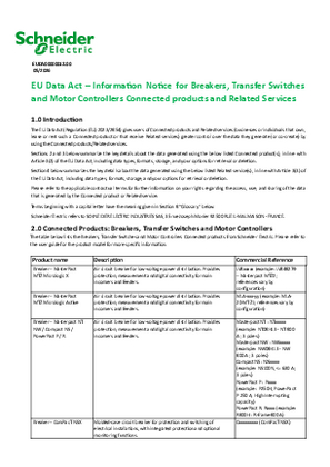 Image of EU Data Act Information Notice for Breakers Transfer Switches and Motor Controllers