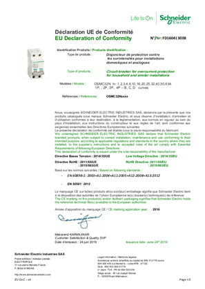 的映像 EU Declaration of Conformity Schneider Electric