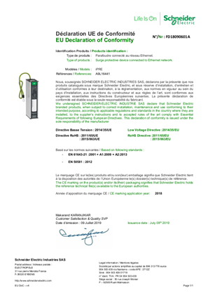 Image of EU Declaration of Conformity Schneider Electric