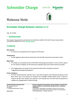Podoba osebe Schneider Charge - Release Note FW