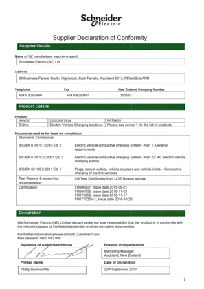 Image of EVlink Parking, Declaration of Conformity