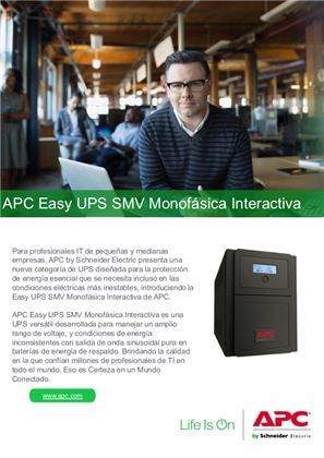 Imagen de APC Easy UPS SMV Monofásica Interactiva